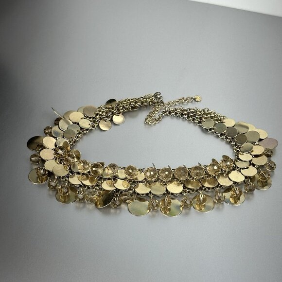 Charming Charlie Statement Necklace Bib Goldtone - Picture 14 of 16